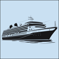 Obraz premium Silhouette of a Cruise Ship, Ocean