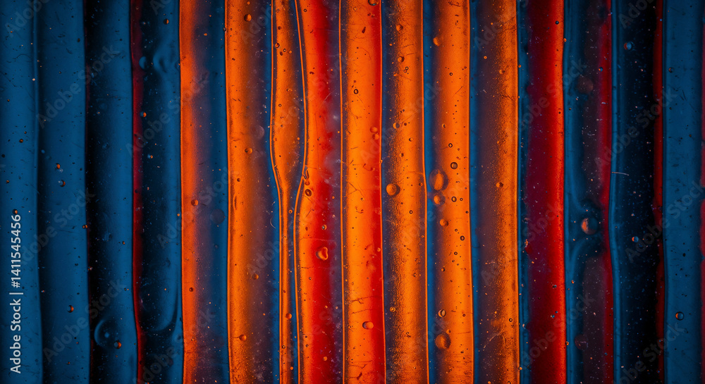 Poster abstract background with ribbed frosted transparent glass and things behind it . generative ai