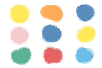 カラフルで優しい色合いが重なるゆるい形のフレームのセット