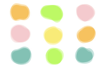 カラフルで優しい色合いが重なるゆるい形のフレームのセット