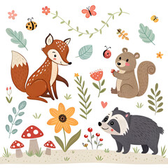 set of funny animals