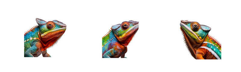 Fototapeta premium Colorful Chameleons Displaying Vibrant Patterns and Textures