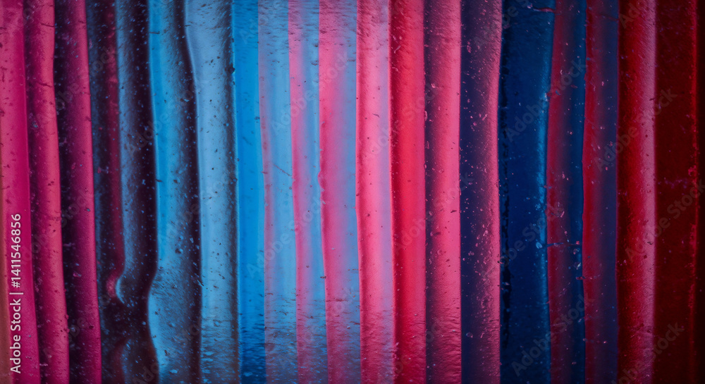 Aufkleber abstract background with ribbed frosted transparent glass and things behind it . generative ai