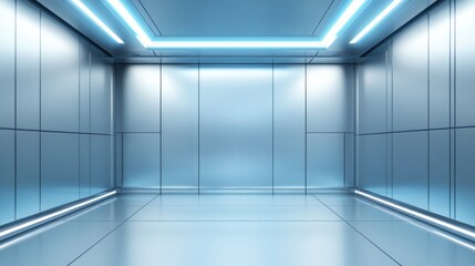 Futuristic Room: Modern Blue Steel Interior Design