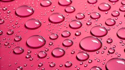 Water drops on red background – pink art design, poster and banner for decoration / Gotas de agua sobre fondo rojo – diseño artístico en rosa, póster y banner para decoración

