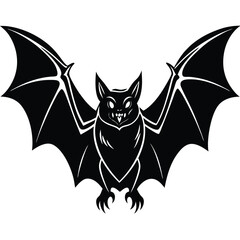 Intricate Bat with Sharp Wings, Intense Gaze in Black and White Style