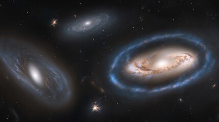 Naklejka premium Galaxies in Deep Space