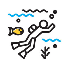 Vector multi color icon for Scuba diving