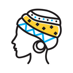 Vector multi color icon for African queen