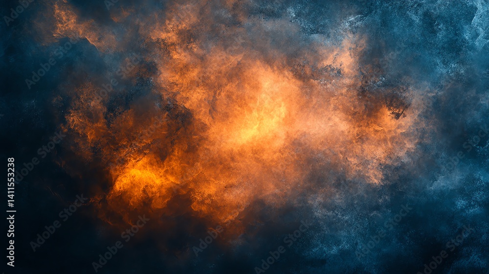 Aufkleber dramatic abstract background with swirling orange and blue flames creates a powerful and intense moo