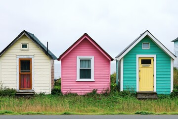 three small houses in row