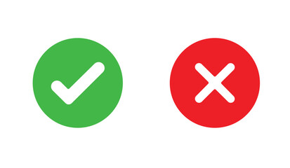 Fototapeta premium Green check mark and red cross mark icon. Vector illustration.