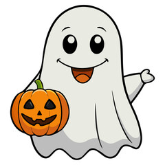 A funny cartoon Halloween pumpkin illustration vector of a cute jack o lantern face with a happy smile