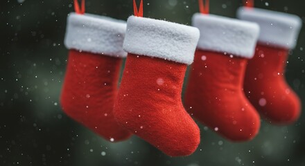 Red Christmas Stockings: A Festive Winter Scene