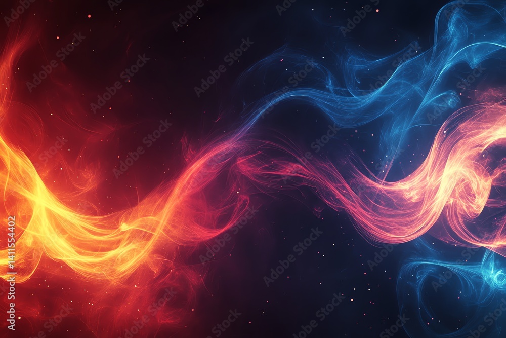 Aufkleber vibrant red and blue energy swirls create a dynamic nebula effect in this abstract image perfect for
