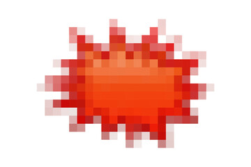 Fototapeta premium Pixel art of red sunburst cartoon vector. Explosion pixel icon.