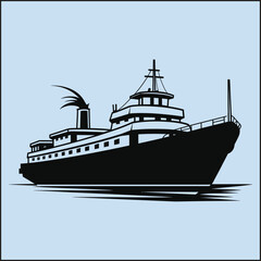 Obraz premium Silhouette of a Ferry, Transport