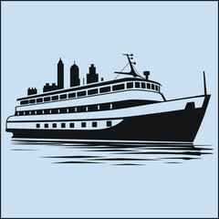 Obraz premium Silhouette of a Ferry, Ocean