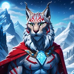 fantasy lynx on the mountain