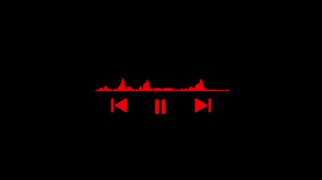 Music player interface with buttons, loading bar, Video or music player interface with loading progress bar, equalizer wave and differet button icons.Audio player interface with sound wave,