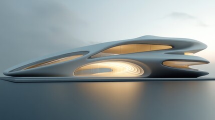 Obraz premium Futuristic Architectural Design: A Sleek, Organic Structure