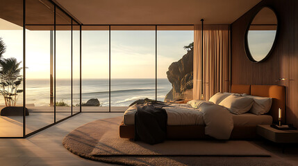 sea view luxury hotel room landscape background