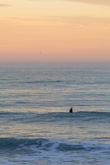 Sunset surf session off coast of Kaikoura, New Zealand