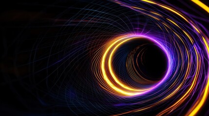 Abstract swirling tunnel of vibrant glowing lines
