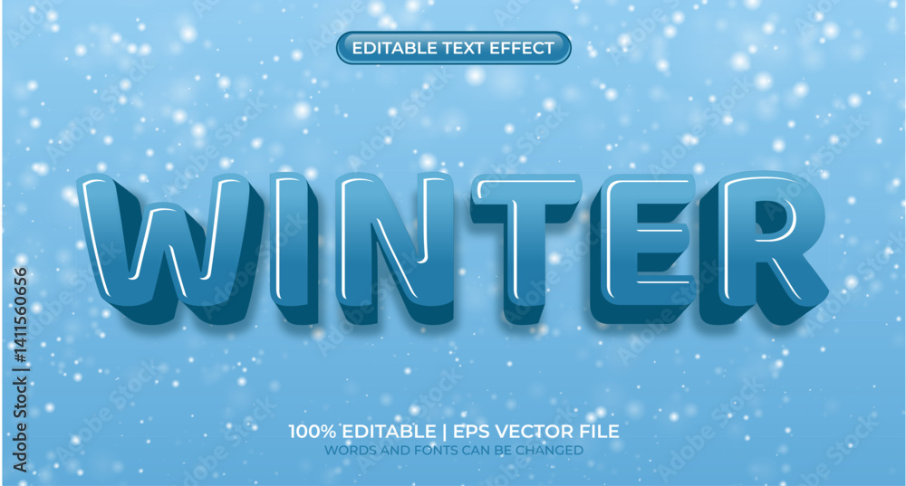Poster winter editable text style effect. text effect snow theme. winter text style theme