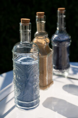 Decorative Glass Bottles Filled with Colored Sand for Wedding Ce