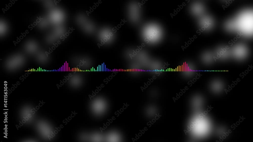Poster sound chart of the recording in the studio. podcast microphone in dark and sound wave signal in spac