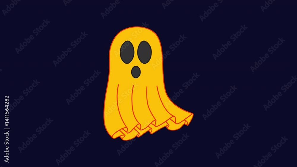Poster animated ghost icon with glitch effect. alpha channel