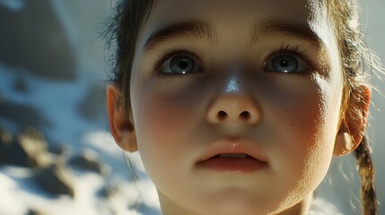 Close-up portrait of a thoughtful child.