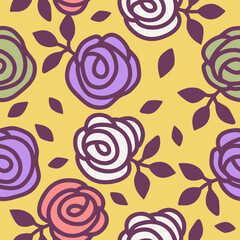 Cute rose flowers pattern background vector design. Seamless floral backgrounds. Lovely design for wrapping, textile, cover, print, banner, greeting card, label, wallpaper