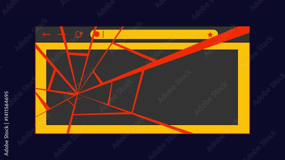 Poster animated broken web browser window icon in y2k style with glitch effect. alpha channel