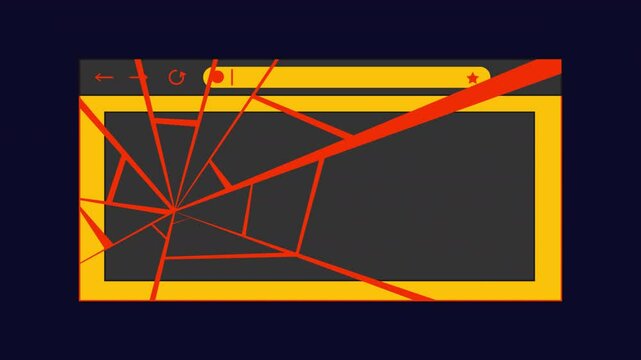 Animated broken web browser window icon in y2k style with glitch effect. Alpha channel