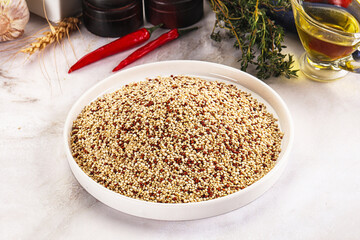 Raw dry quinoa seeds cereal