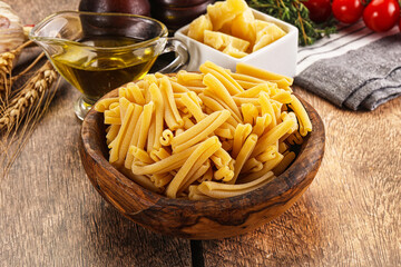 Raw dry Italian pasta - casarecce