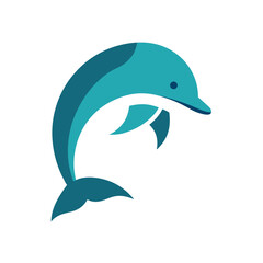 minimalist clean dolphin in arc shape logo icon
