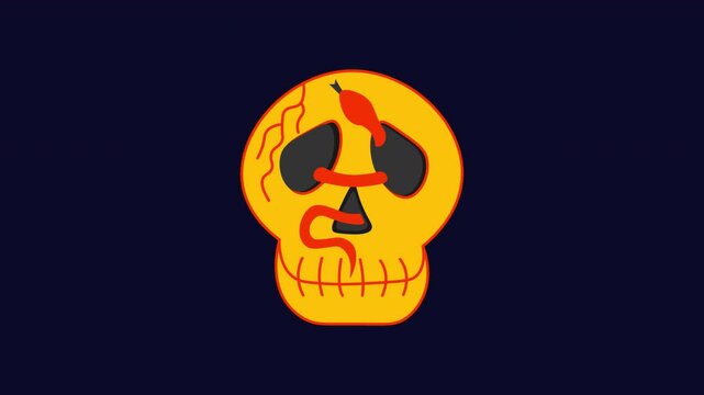 Animated skull and snake icon with glitch effect. Alpha channel
