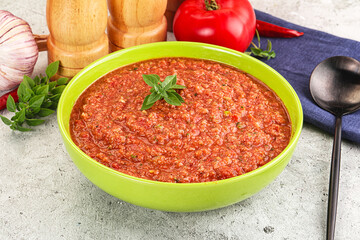 Cold vegan tomato soup Gazpacho