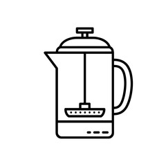 French press coffee maker illustration on a white background  