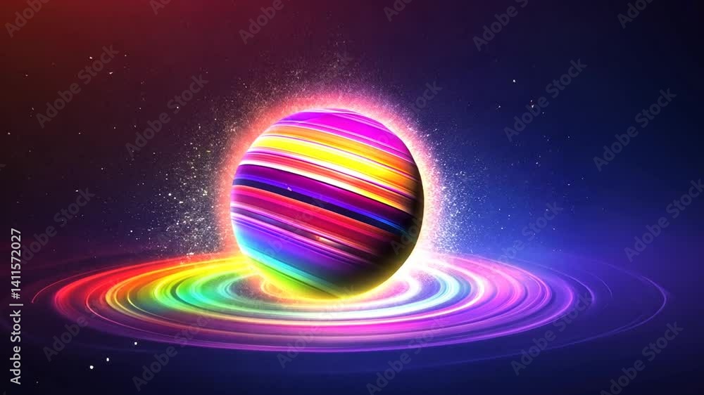 Poster A Luminous Sphere Emanating Vibrant Colors and Creating a Mesmerizing Visual Display