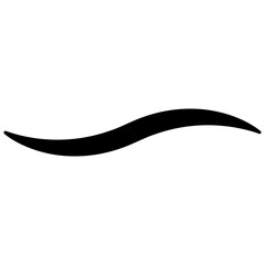 Black brush stroke wave curve, curved calligraphic line strip