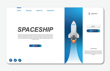 Landing page template with startup concept. Development technology. Vector illustration