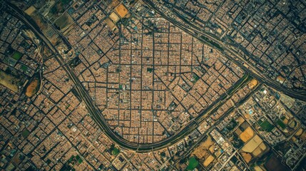 Fototapeta premium Aerial View of Dense Urban Cityscape