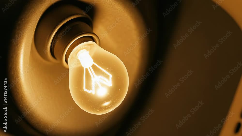 Aufkleber glowing light bulb illuminates cozy space, creating warm atmosphere that enhances any room with its 