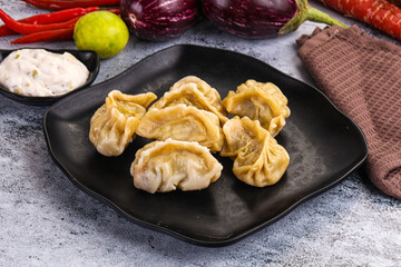 Steamed Nepali Momo stuffed dumplings
