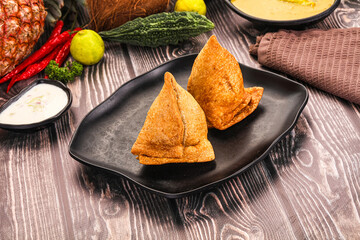 Indian cuisine - stuffed samosa pastrie