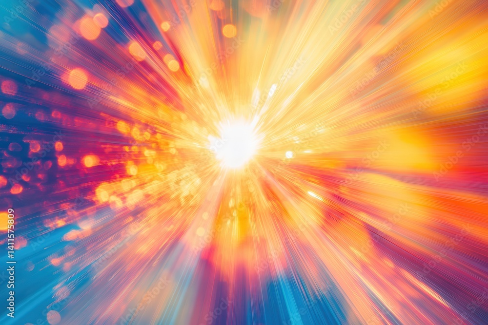 Poster brilliant light rays bursting through a serene backdrop, creating a stunning visual experience for p